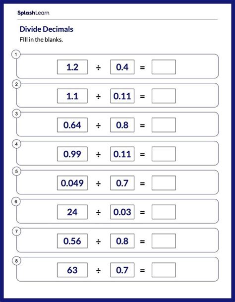 4th Grade Decimals Worksheets