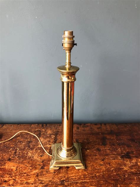 Vintage Large Single Brass Lamp Base Square Base with Ribbed | Etsy