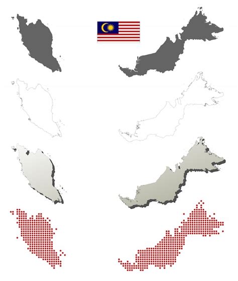 Premium Vector | Malaysia vector outline map set