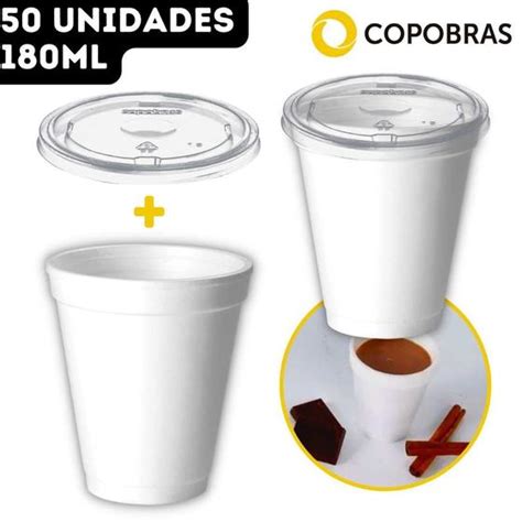 Kit Copo Térmico Isopor 180ml Tampa TCT 180PP Chá Café Copobras 50