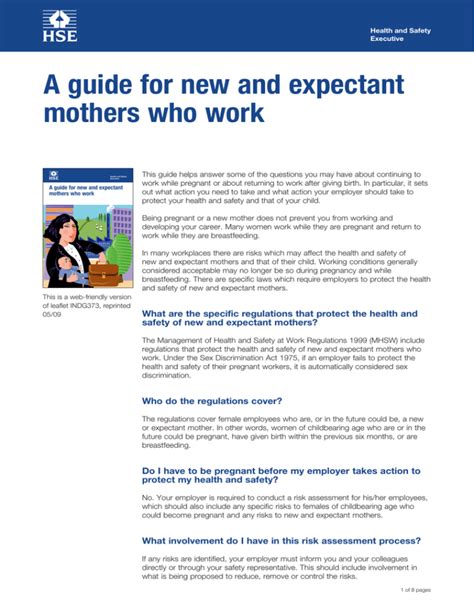 Indg373 A Guide For New And Expectant Mothers Who Work