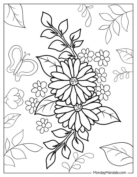 53 Flower Coloring Pages (Free PDF Printables)