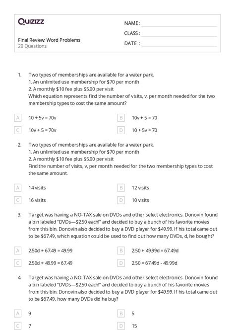 50 Multiplication Word Problems Worksheets For 8th Grade On Quizizz Free And Printable