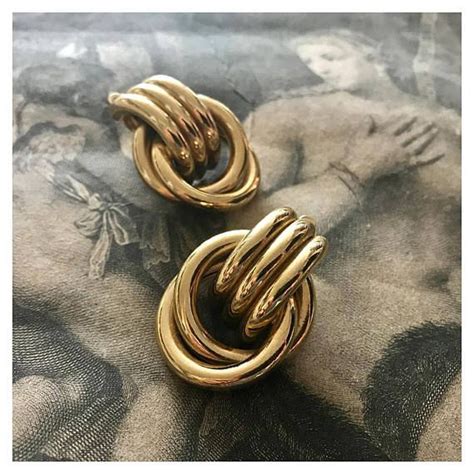 Givenchy Vintage Clip On Gold Tone Earrings Signed Givenchy Givenchy