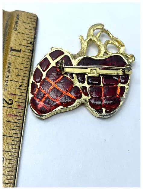 Vintage Red Strawberry Fruit Brooch Pin Ruby Lane