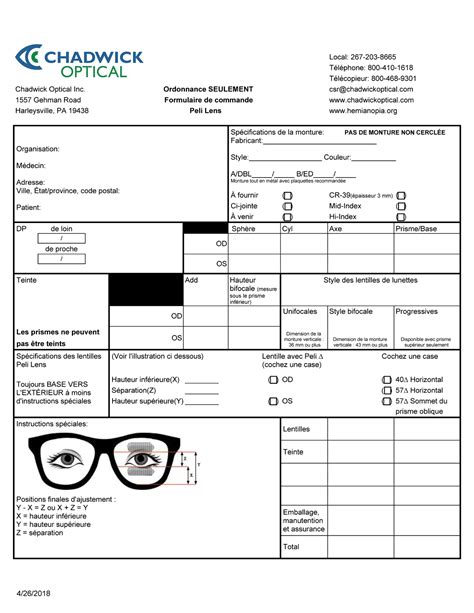 Chadwick Optical Inc French Peli Lens Order Form Chadwick Optical Inc