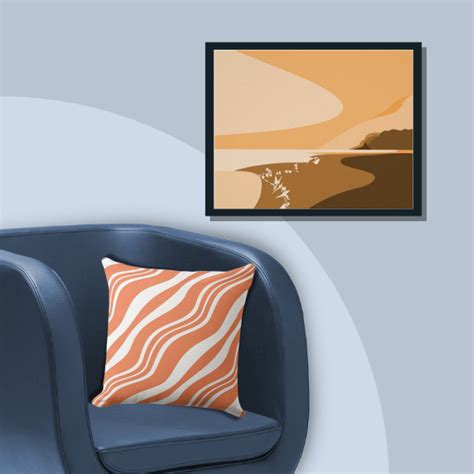 Orange Wall Decor A Seascape Digital Art Print • KBM D3signs