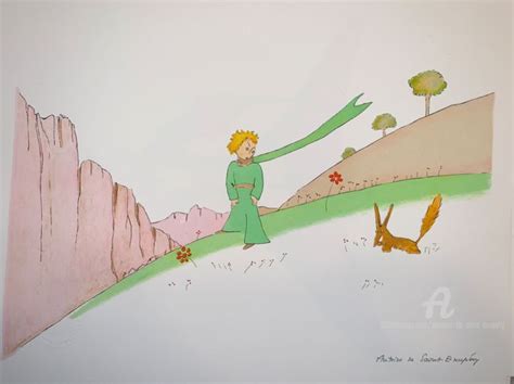 Le Petit Prince Et Le Renard Printmaking by Antoine De Saint Exupéry