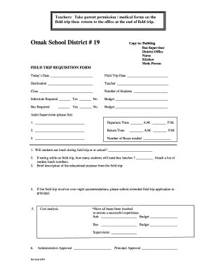 Fillable Online Field Trip Requisitiondoc Fax Email Print Pdffiller