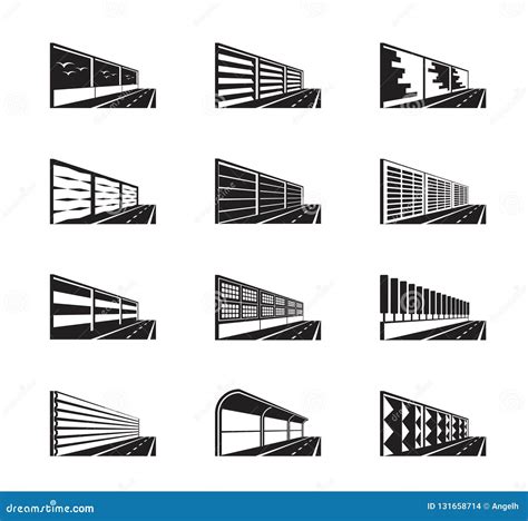 Noise Barriers On Highway Stock Vector Illustration Of Road 131658714