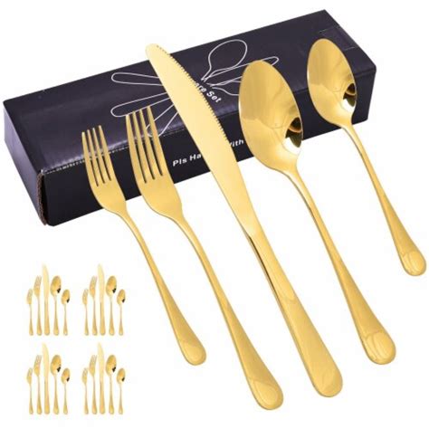 Kitcheniva Silverware Flatware Cutlery Set Of Gold Gold Qfc