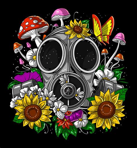 Psychedelic Gas Mask Digital Art By Nikolay Todorov