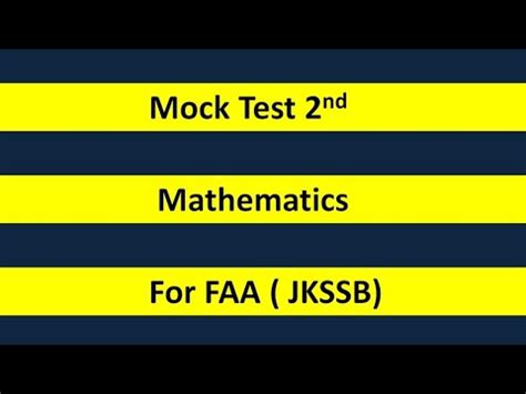 Mathematics Mock Test Nd For Faa Jkssb Finance Account Assistant