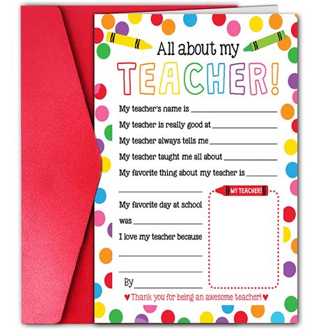 Thank You Teacher Card Great Teacher Appreciation Ts Card From