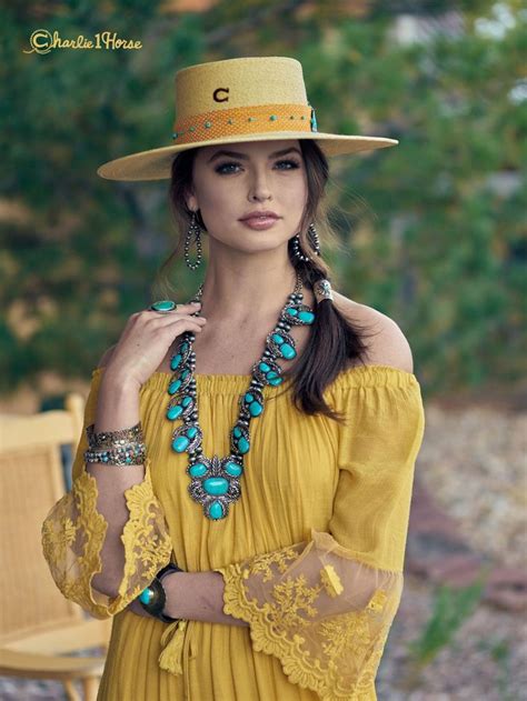 Love the yellow and turquoise on this "War Eagle" Charlie 1 Horse Hat! Western Style Outfits ...