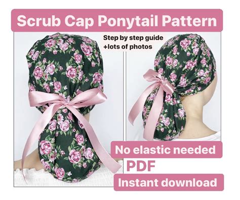 Scrub Cap Pattern Ponytail Without Elastic Scrub Hat Sewing Pattern