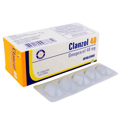 Clanzol 40 Omeprazol 40 mg Caja de 30 cápsulas Punto Farma