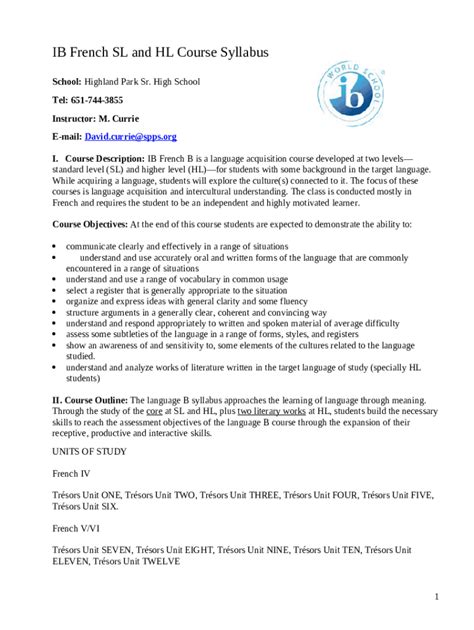 Ib Dp French Language B Year 1 And 2 Doc Template Pdffiller