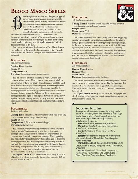 Blood Magic Spells - Dungeon Masters Guild | Dungeon Masters Guild