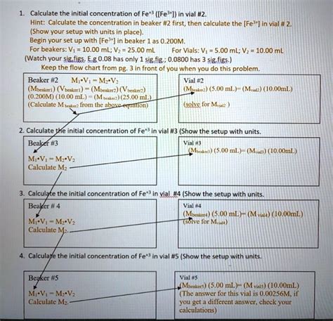 Solved Calculate The Initial Concentration Of Fe Fe In Vial