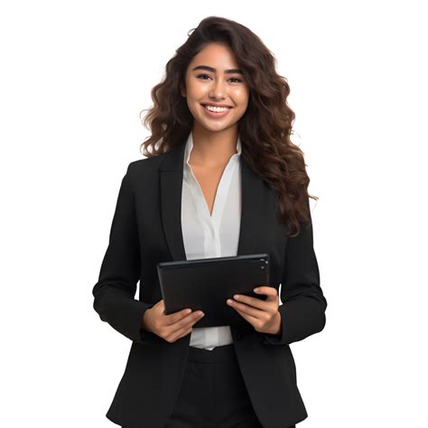 Business Woman Holding Tablet Pc 47656782 Png