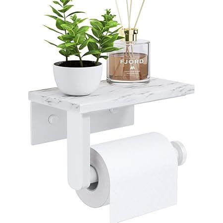 Amazon Wojiubuxin Marble Toilet Paper Holder With Shelf White