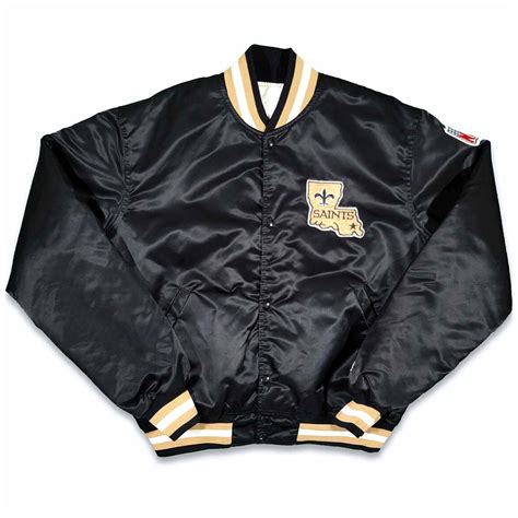 Black Starter Satin New Orleans Saints 80s Jacket