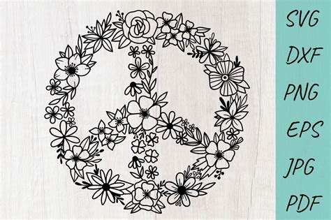 Papercraft Flowers Svg Peace Svg Floral Bouquet Svg Floral Peace Sign