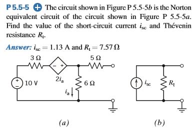 Solved P5 5 5 The Circuit Shown In Figure P 5 5 5b Is The Chegg