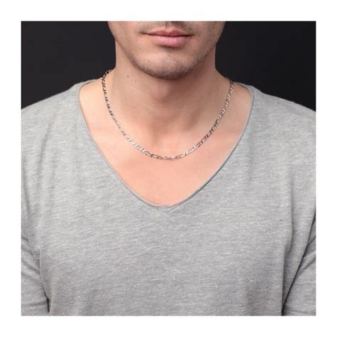 Collier Homme Argent Maille Figaro Altern E Homme Collier