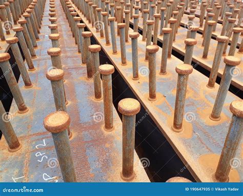 Rusted Steel Shear Studs Welded On H Beam Stock Image Image Of