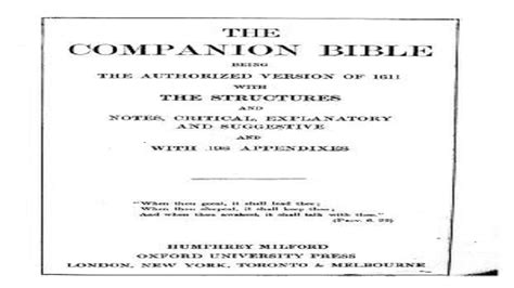 The Companion Bible By E W Bullinger