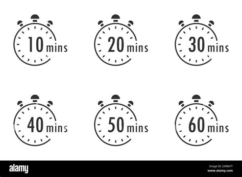 Set Of Timer Stopwatch Icons Countdown Minutes