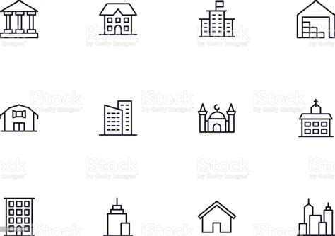 Building Concept Building Line Icon Set Collection Of Vector Signs In