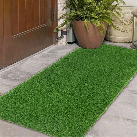 Famibay Outdoor Doormat Artificial Grass Door Mat Dirt Trapper Non Slip