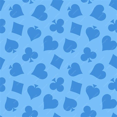 Premium Vector Blue Seamless Pattern With Playing Card Symbols