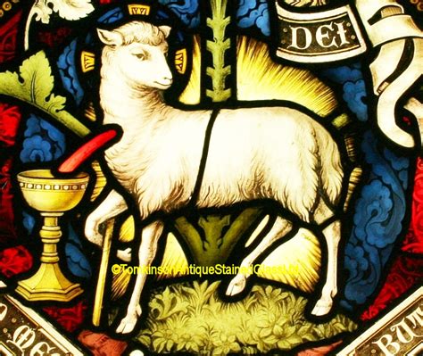 Ref Rel342 Antique Religious Church Stained Glass Window Lamb Of God Tomkinson Stained Glass