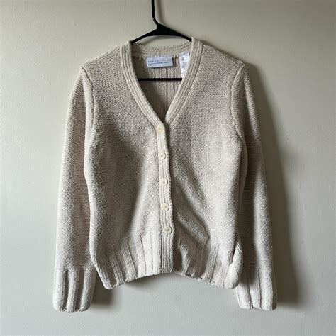 Liz Claiborne Women S Cream Cardigan Depop