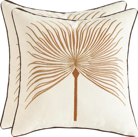 Tosleo Embroidered Throw Pillow Covers 18x18 Inch Pack Of 2 Brown Leaf Decorative