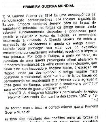 De Acordo O Texto Correto Afirmar Que A Primeira Guerra Mundial