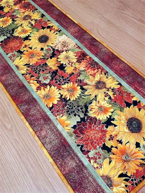 Quilted Autumn Table Runner 42 X 15 Fall Table Etsy