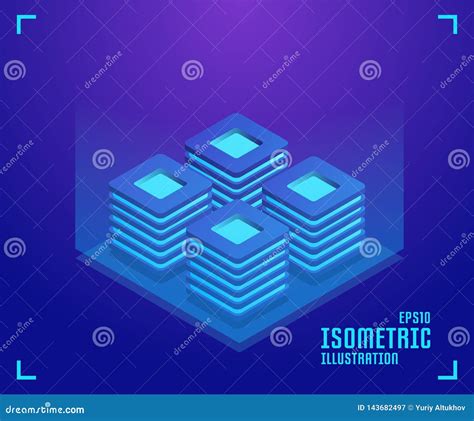 Data Center Server Room Data Storage Illustration Isometric Template