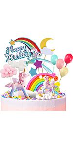 MOVINPE Unicorn Cake Topper Kit Wings Happy Birthday Banner Pink