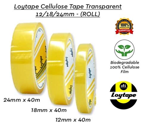 Loytape Cellulose Tape 12mm 18mm 24mm X 40m Big Clear Loy Tape