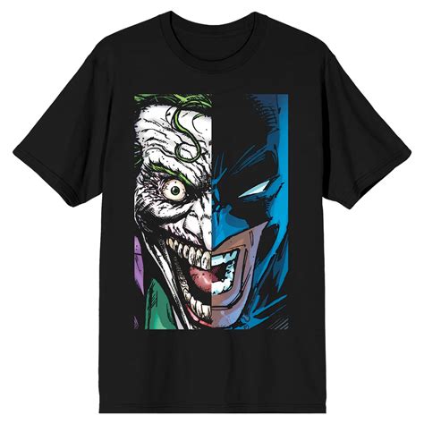 Batman Joker Batman Split Image Men's Black T-shirt - Walmart.com