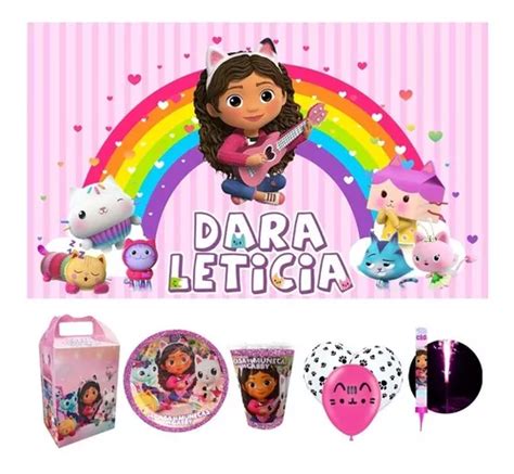 Casa Muñecas Gabby Fiesta Kit 20 Niños Vaso Plato Lona Vela Meses sin