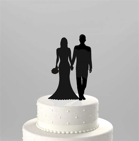 Wedding Cake Topper Silhouette Groom And Bride Hand In Hand Acrylic Cake Topper Ct86 2483074