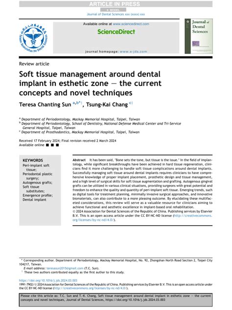 2024 - Soft Tissue Management Around Dental Implant in Esthetic Zone ...
