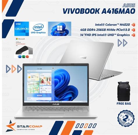 Jual ASUS Vivobook A416MAO Celeron N4020 4GB 256GB SSD 14 FHD IPS W11