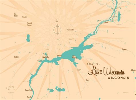 Lake Wisconsin Wi Lake Map Murals Your Way